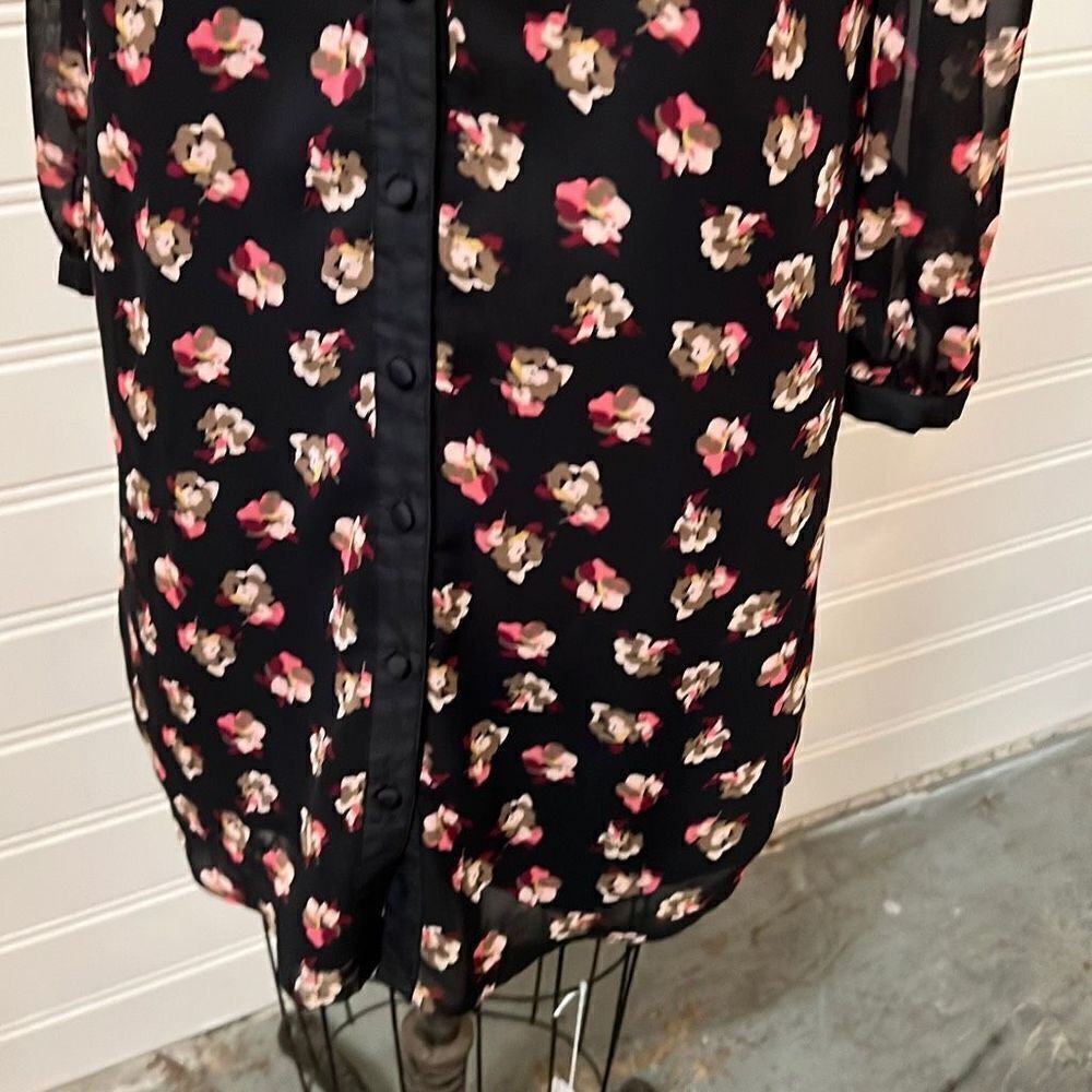 ELLE Long Sleeve Floral Shirt Dress Size Small - Picture 3 of 7